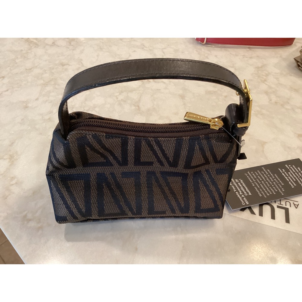 Diana Valentino Mini Top Handle Bag Designer Monogram Print Gold‎ Hardware - Picture 2 of 7